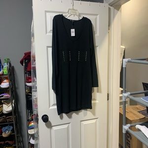 Black long sleeve mini dress with metal grommets